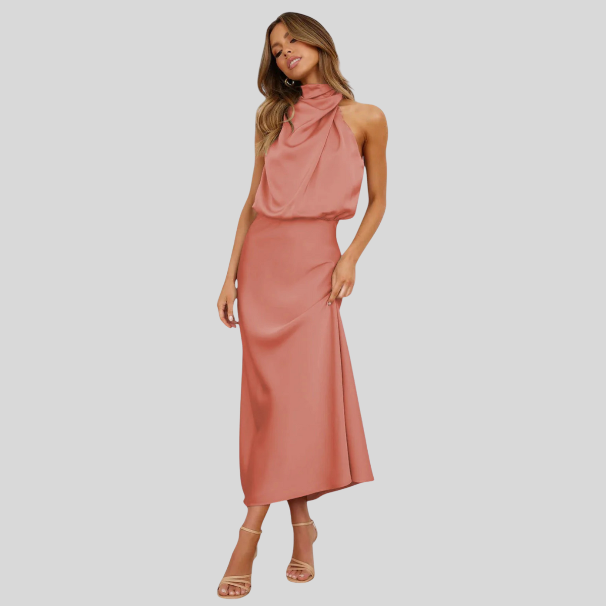Elegant Satin Neckline Party Dress