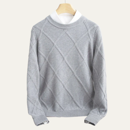 Classic Patterned Crew Neck Knit Sweater