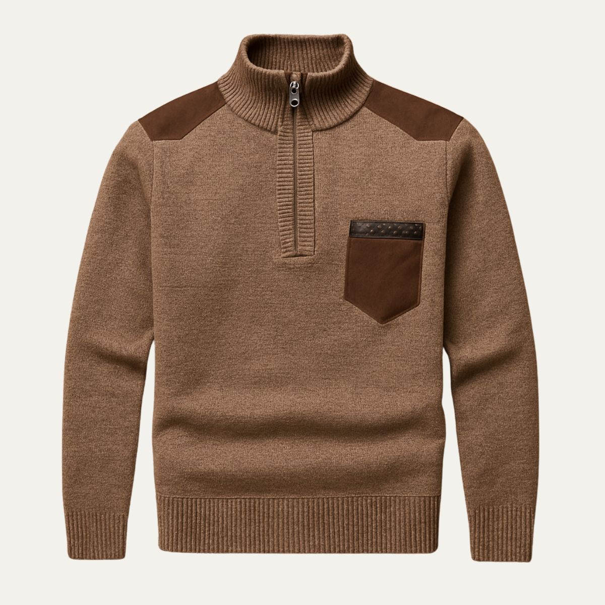 Colourful Patchwork Mens Half Zip Sweater