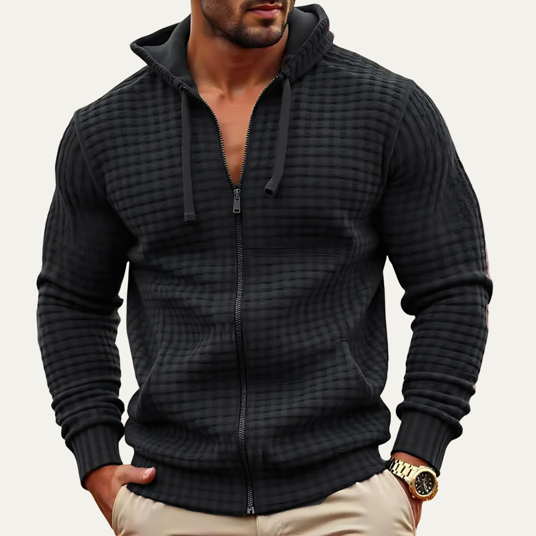 Men's Patterned Zip Up Hooded Sweatshirt - OutfitLondon