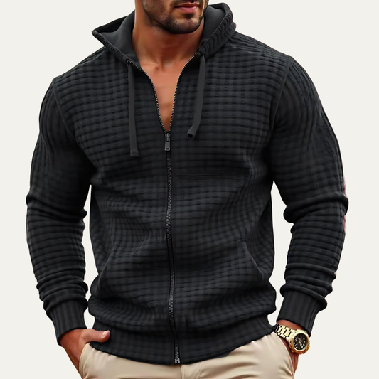 Men's Patterned Zip Up Hooded Sweatshirt - OutfitLondon