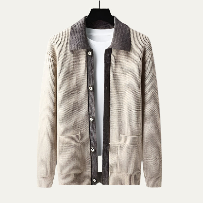Men's Colorblock Button Cardigan Sweater - OutfitLondon