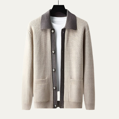 Men's Colorblock Button Cardigan Sweater - OutfitLondon