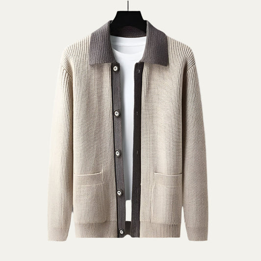 Men's Colorblock Button Cardigan Sweater - OutfitLondon