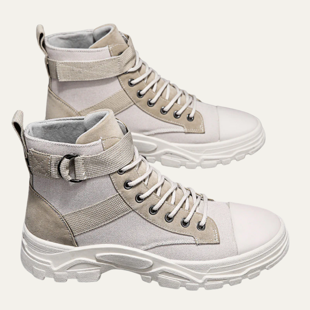 Tough Lace Up Work Boots with Buckle Strap