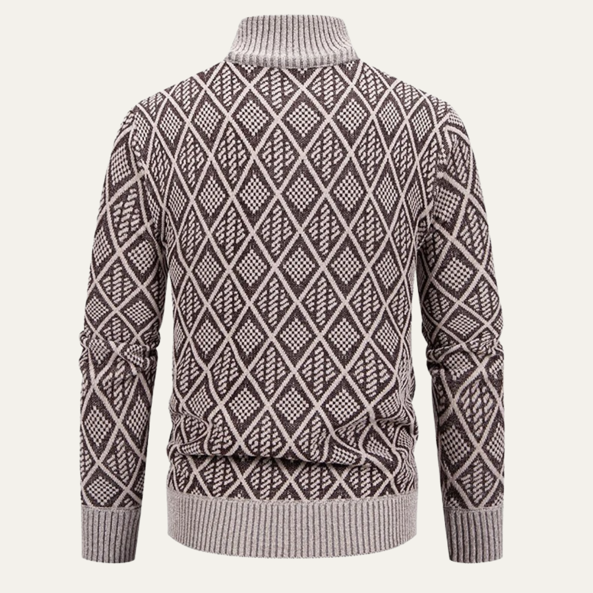 Stylish Men's Zip Up Knit Patterned Jacket