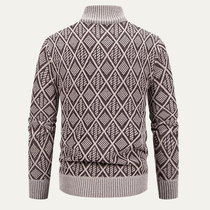 Stylish Men's Zip Up Knit Patterned Jacket