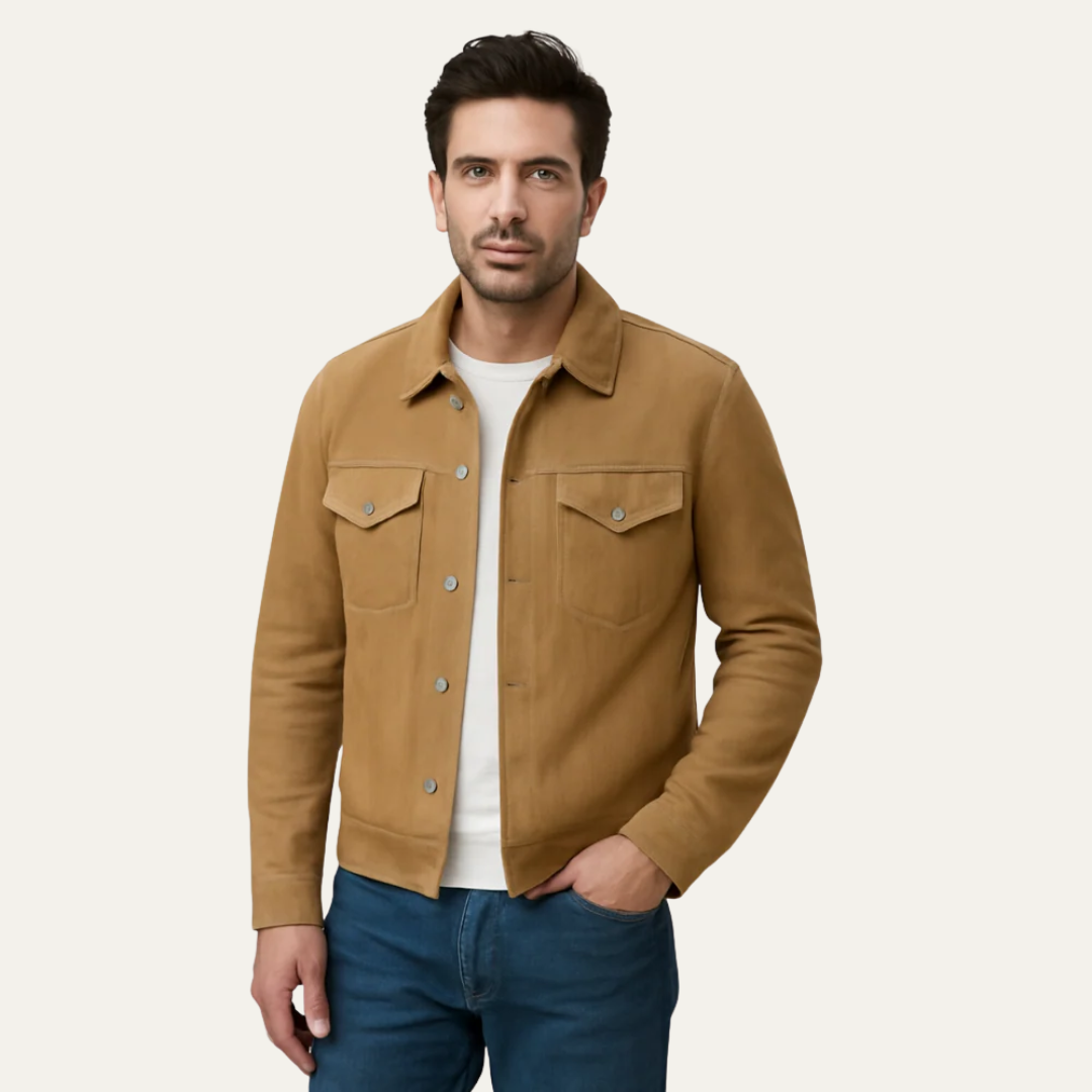 Men's Soft Leather Denim Jacket - OutfitLondon