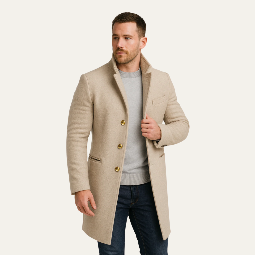 Classic Brown Button Overcoat for Men - OutfitLondon