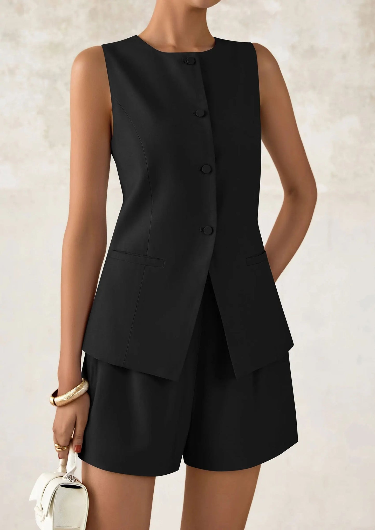 Relaxed Fit Office Two Piece Shorts Suits