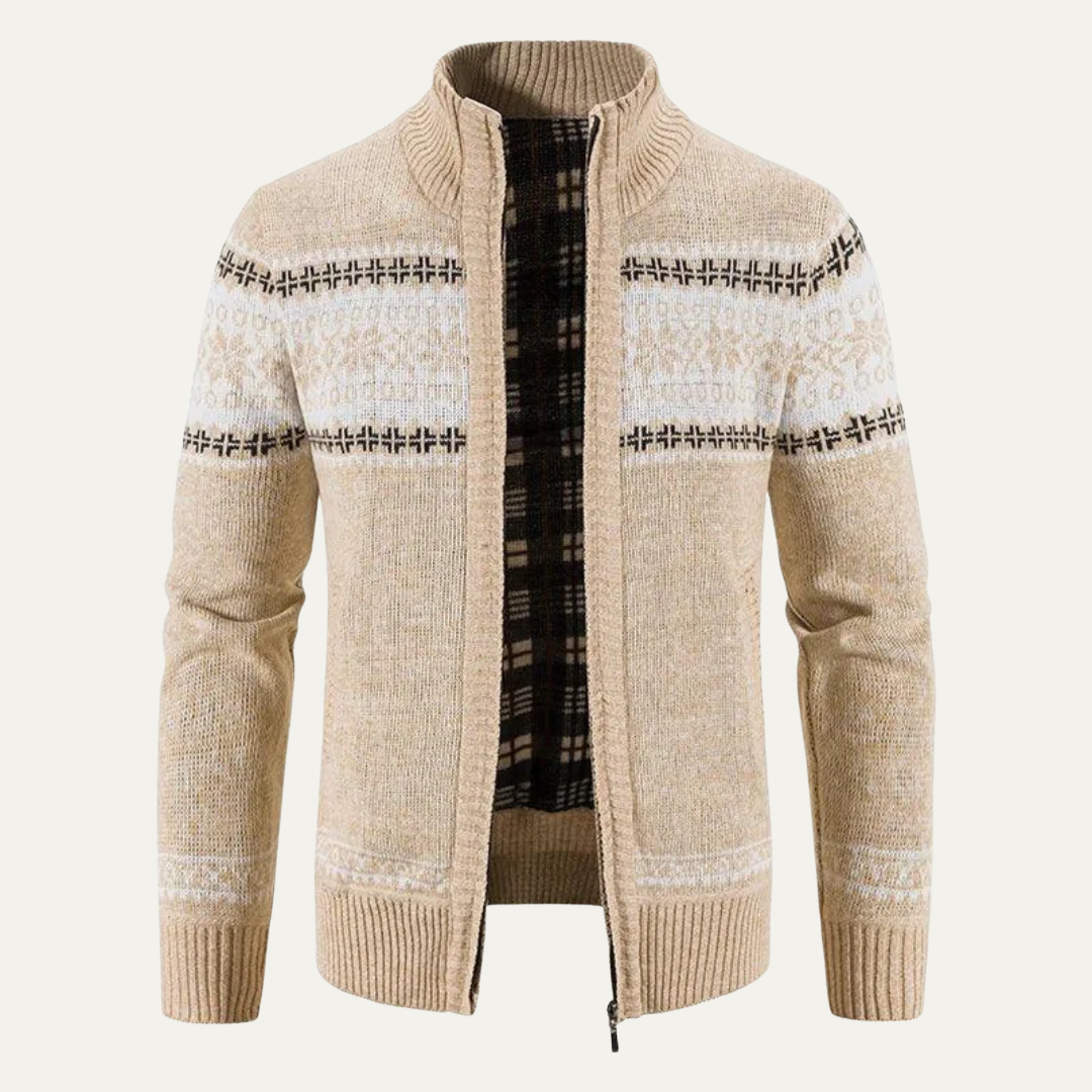 Men's Crew Neck Zip Up Sweater Cardigan