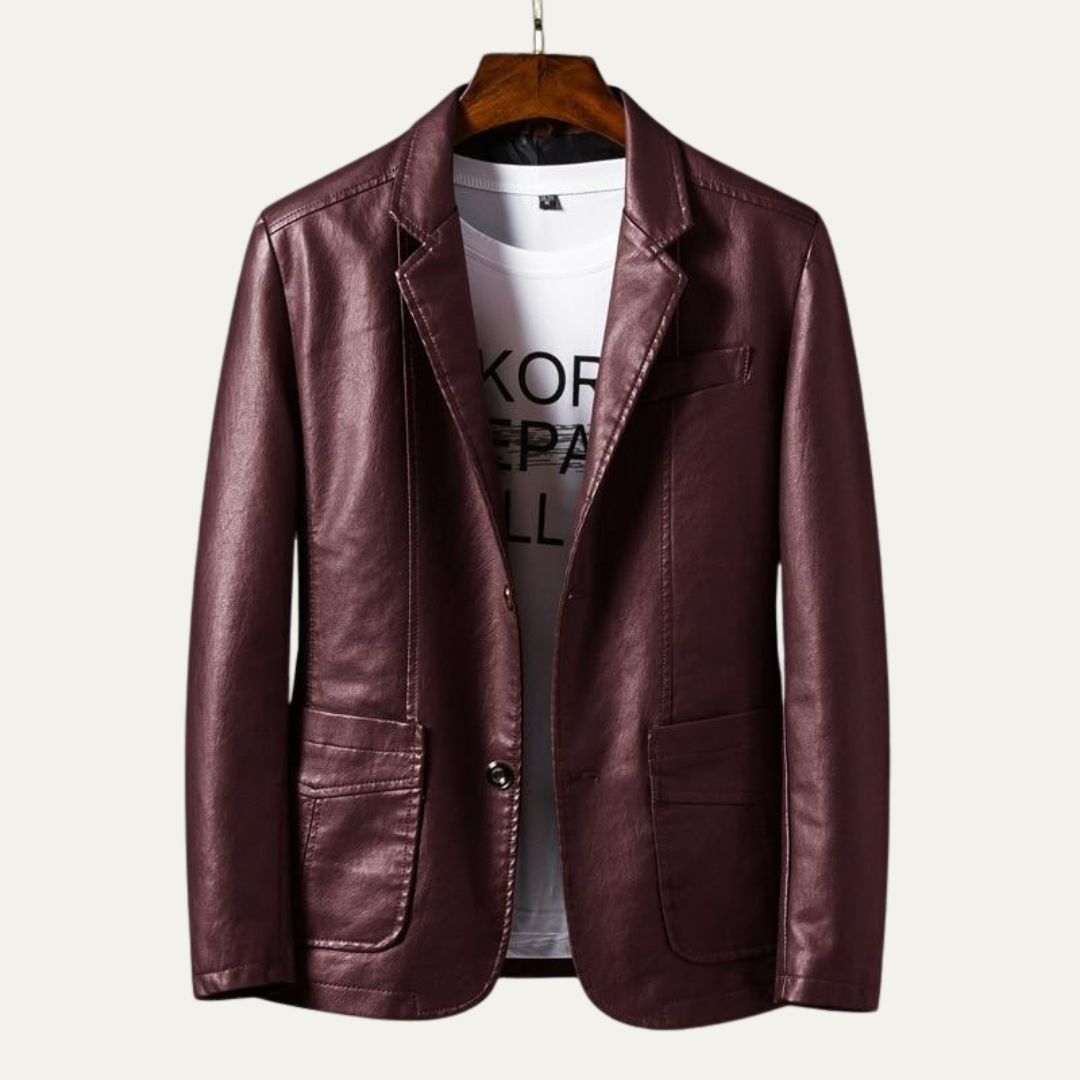 Men's Slim Fit Synthetic Leather Jacket