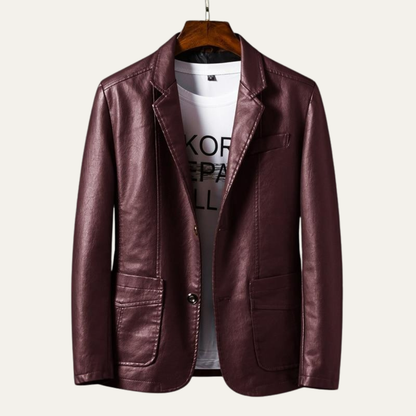 Men's Slim Fit Synthetic Leather Jacket