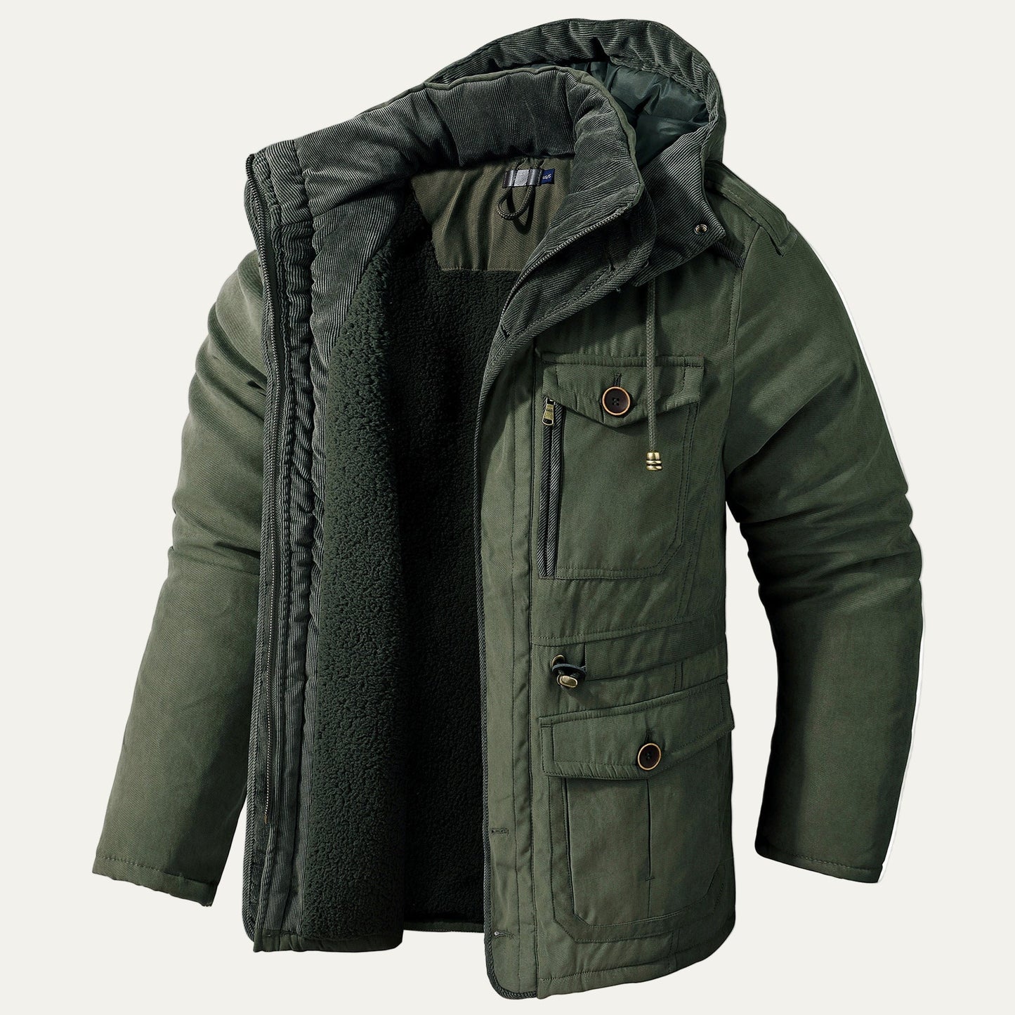 Warm Waterproof Men's Winter Coat with Fleece Inside