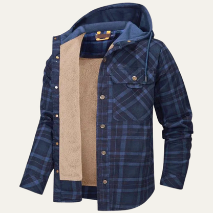 Warm Plaid Hoodie Flannel Jacket for Men
