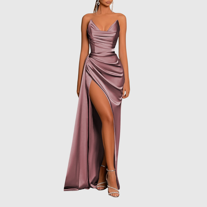 Elegant Long Satin Evening Dress