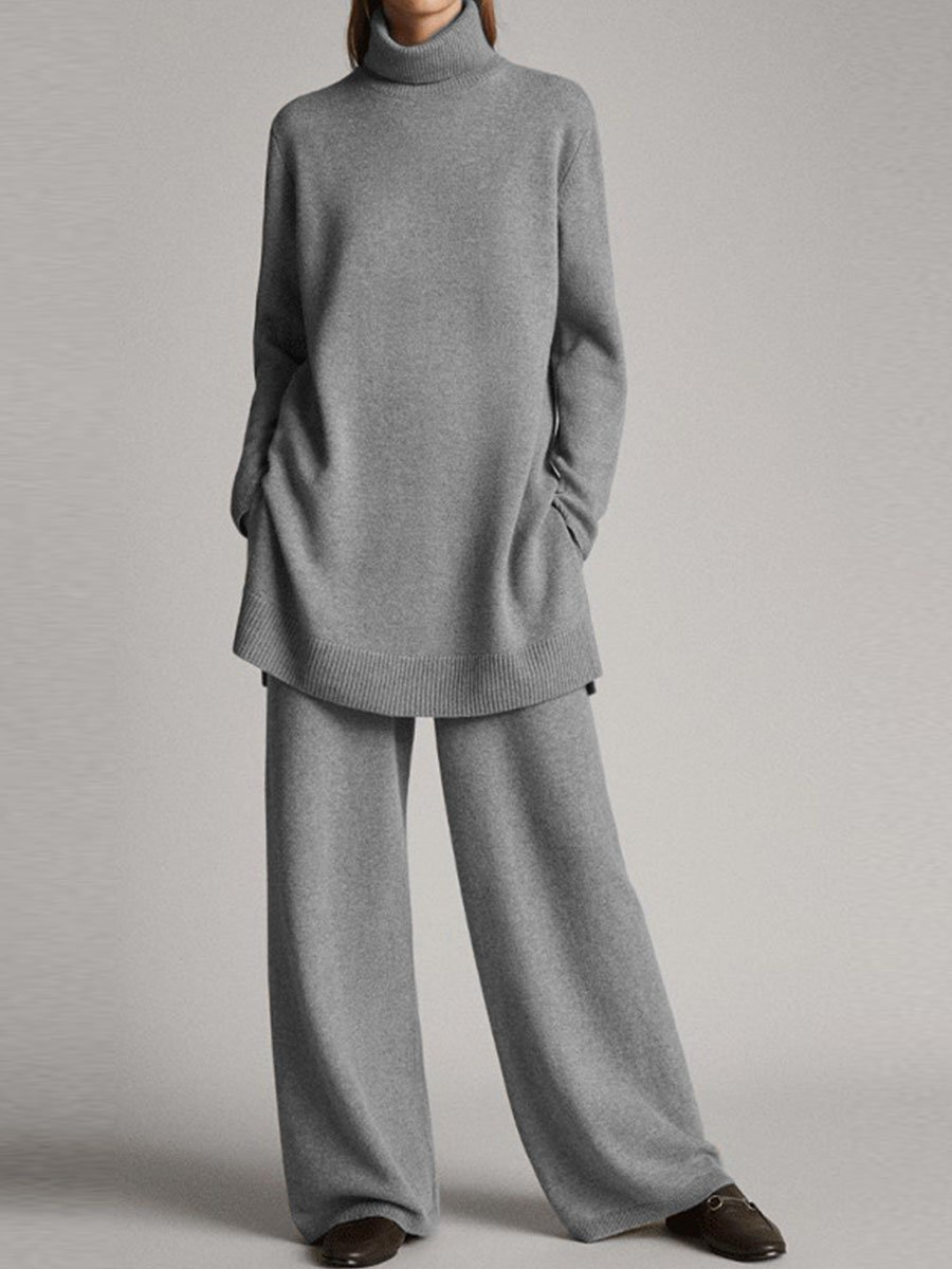 Comfy Turtleneck Sweater Pants 2-Piece Loungewear Set