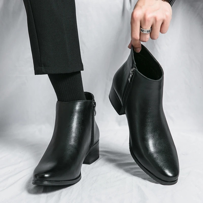 Elegant Men's Leather Ankle Dress Boots