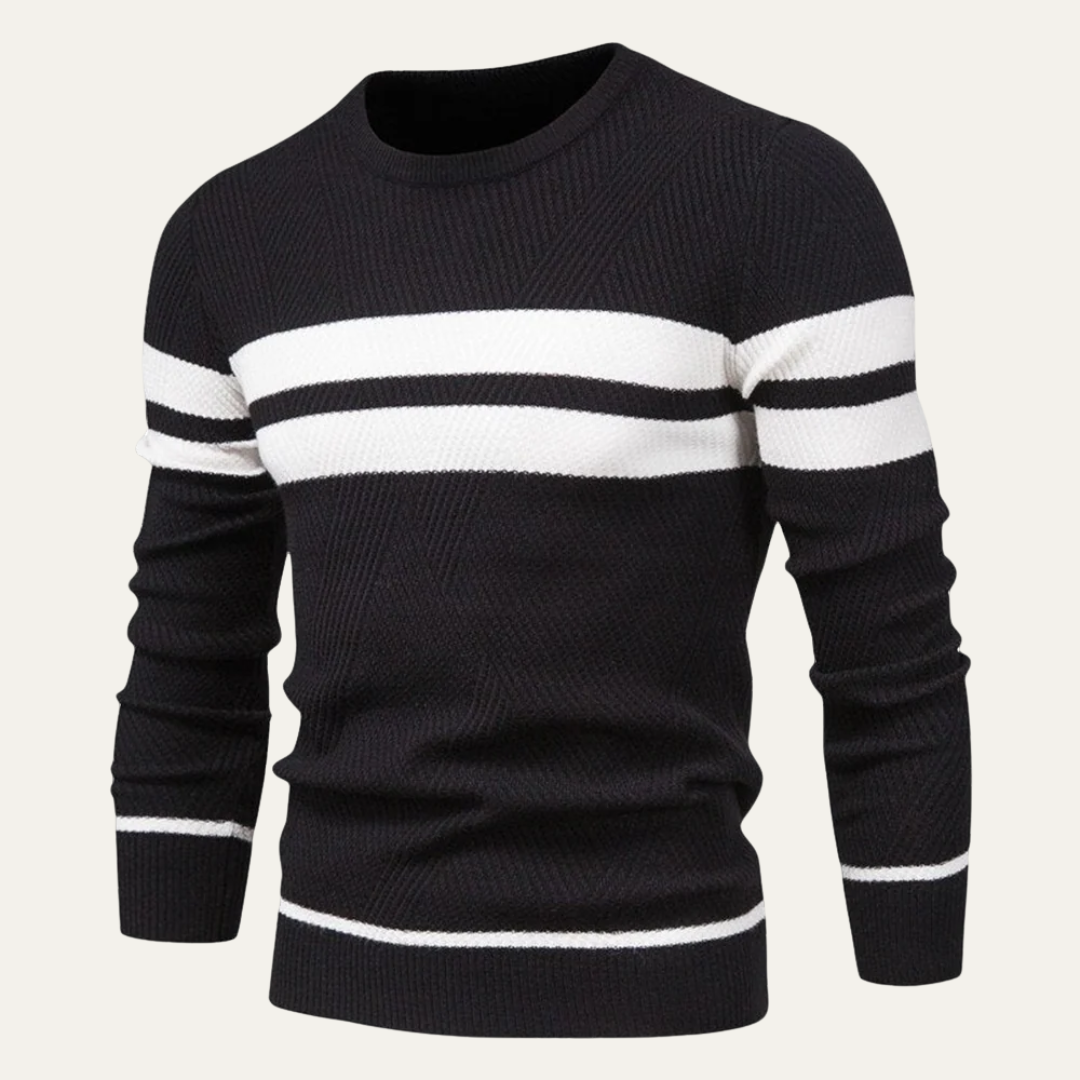 Classic Two Tone Crew Neck Knit Sweater