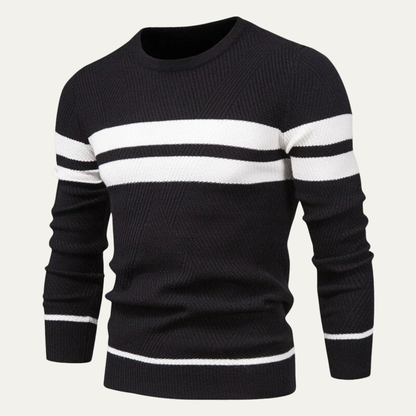 Classic Two Tone Crew Neck Knit Sweater