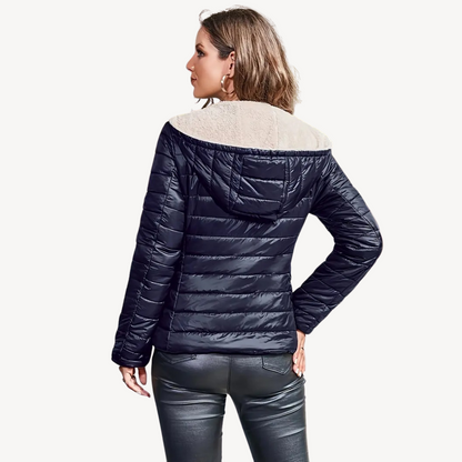 Warm Women's Down Jacket with Fleece Lining and Zip