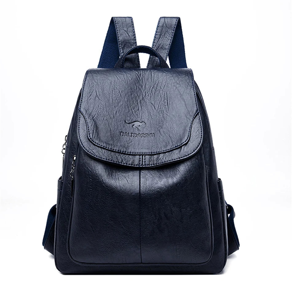 Secure Leather Backpack for Fashionable Women