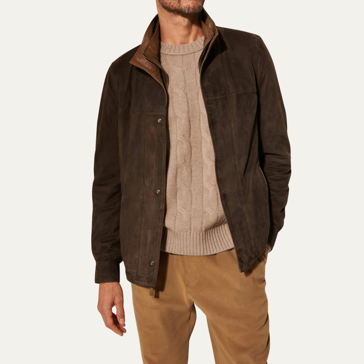 Classic Men's Vintage Suede Bomber Jacket