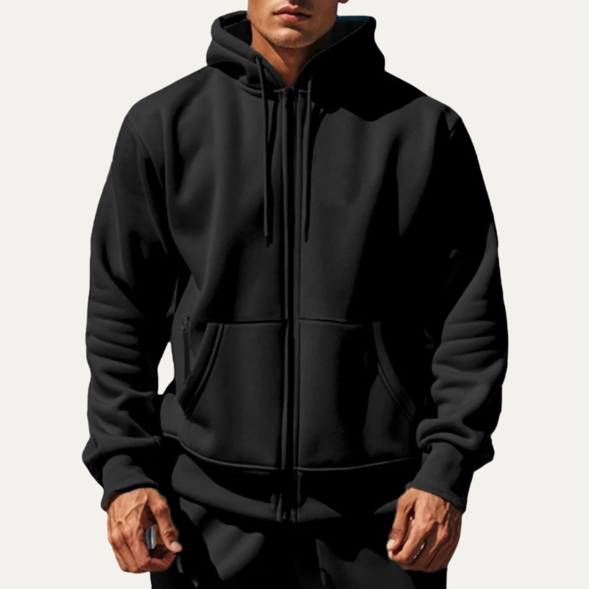 Cozy Men's Fleece Zip Up Hooded Jacket