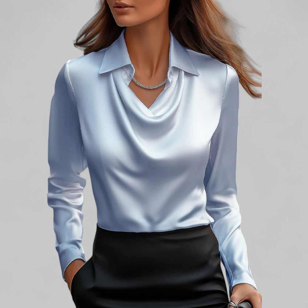 Flowy V-Neck Long Sleeve Blouse
