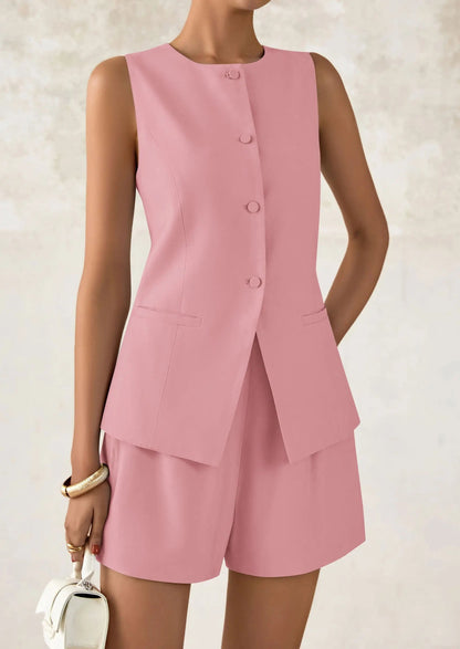 Relaxed Fit Office Two Piece Shorts Suits