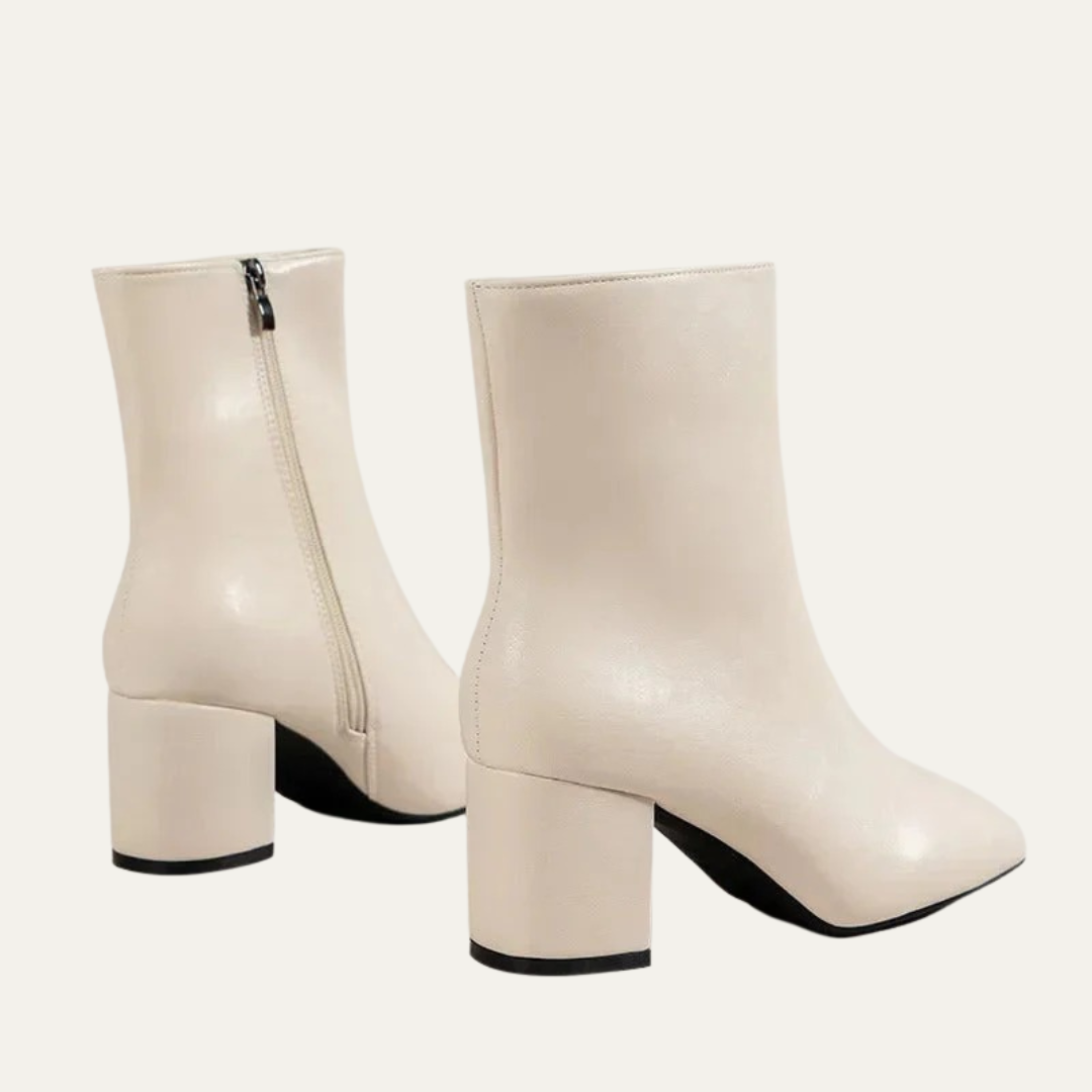 Glossy Black Heel Ankle Boots