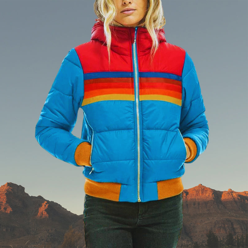 Colorful Stripe Women's Waterproof Jacket - OutfitLondon