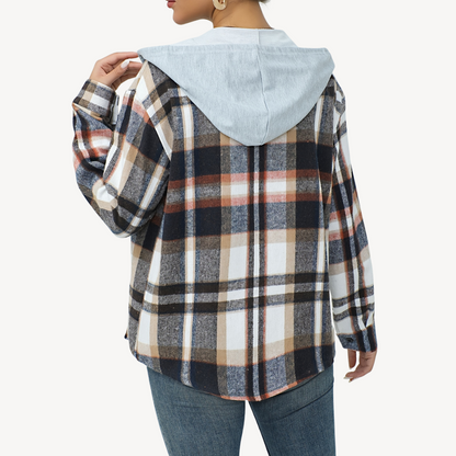Ladies Checked Flannel Shirt with Hood