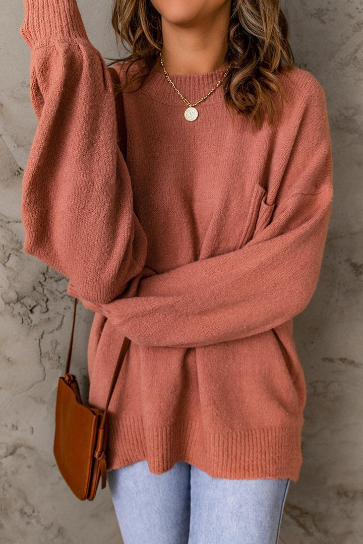 Soft Big Pastel Pink Women's Crew Neck Sweater - OutfitLondon