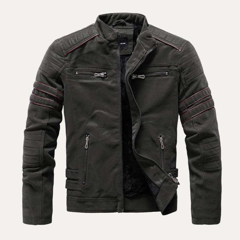 Men's Padded Biker Leather Jacket