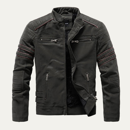 Men's Padded Biker Leather Jacket