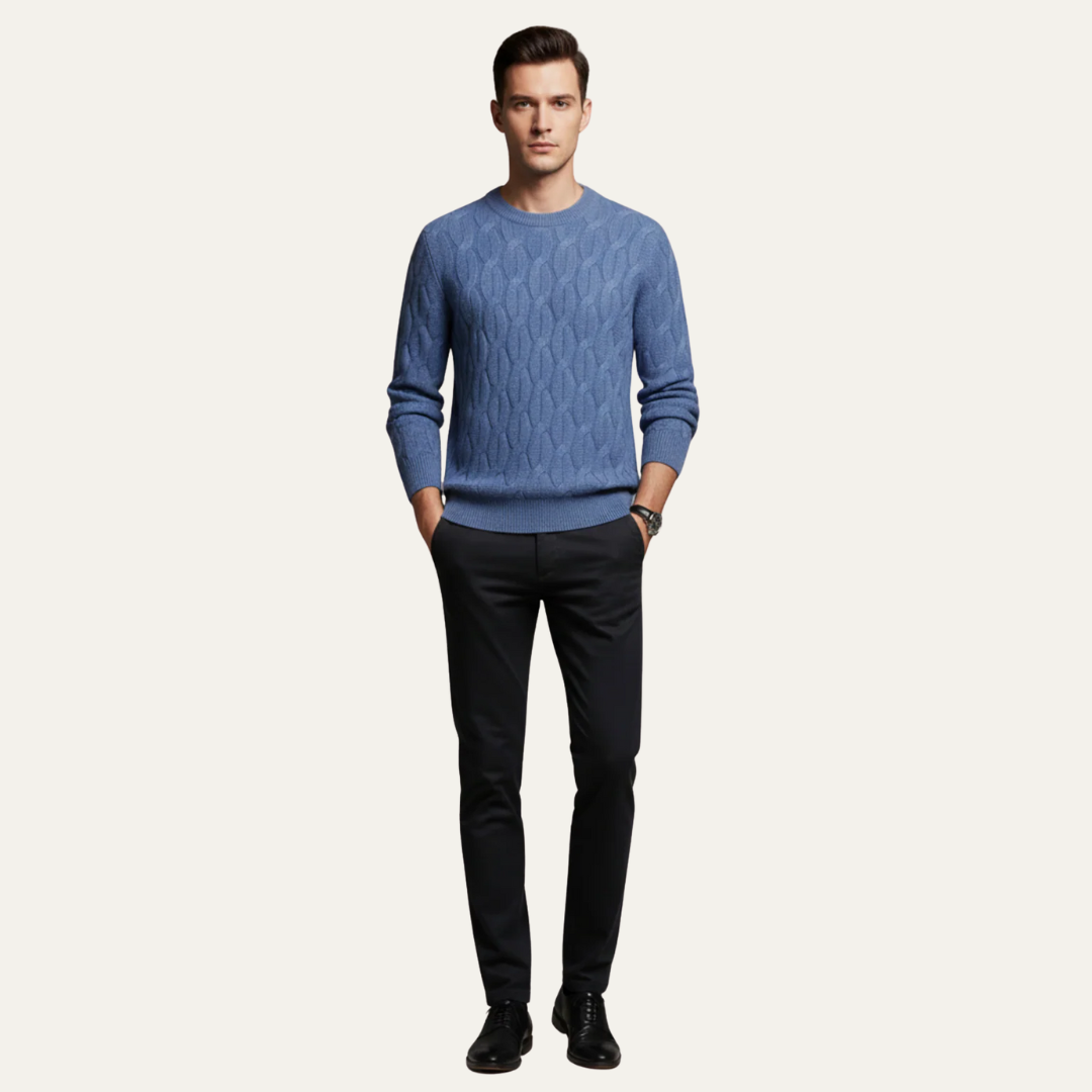Comfortable Crew Neck Cable Knit Sweater