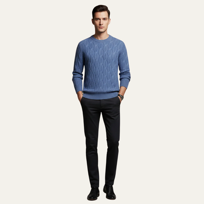 Comfortable Crew Neck Cable Knit Sweater