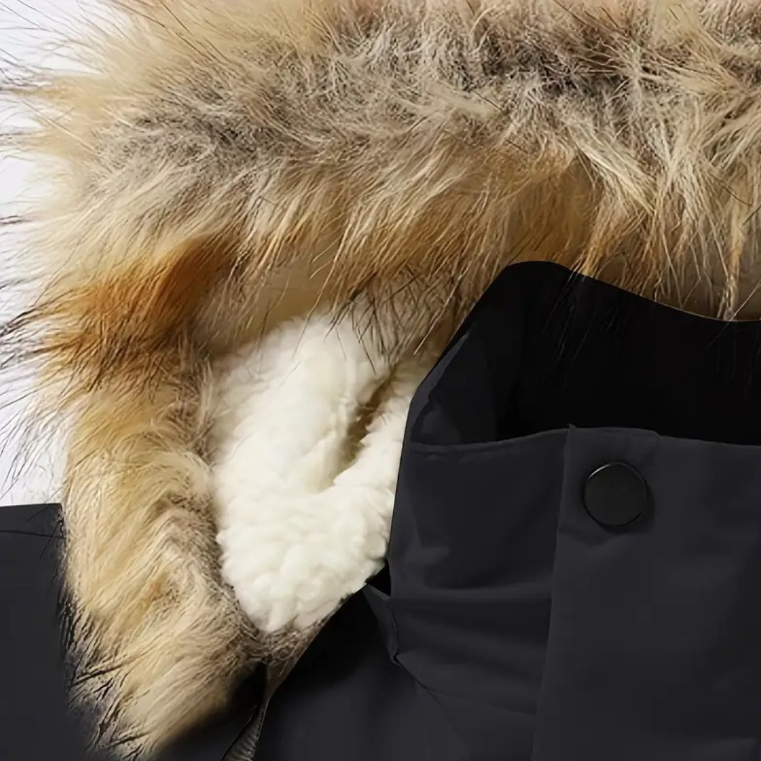 Warm Waterproof Puffer Coat with Removable Fur Hood