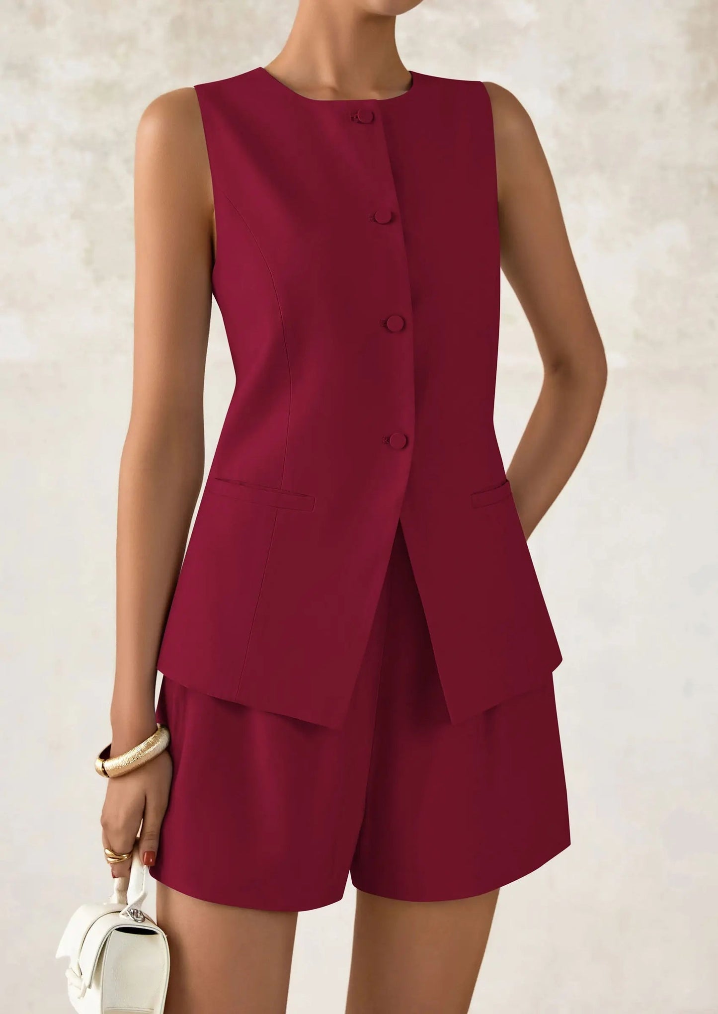 Relaxed Fit Office Two Piece Shorts Suits