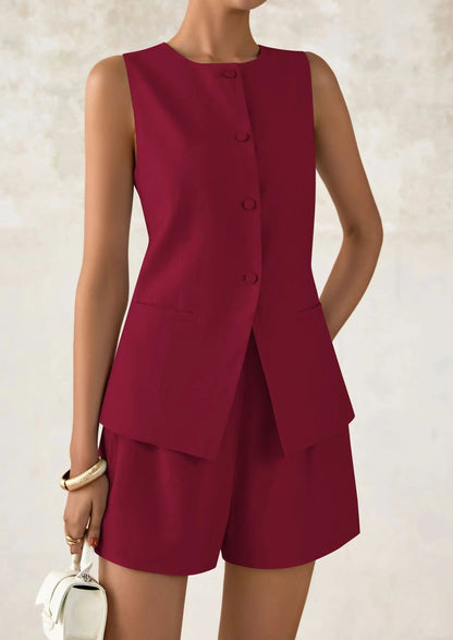 Relaxed Fit Office Two Piece Shorts Suits
