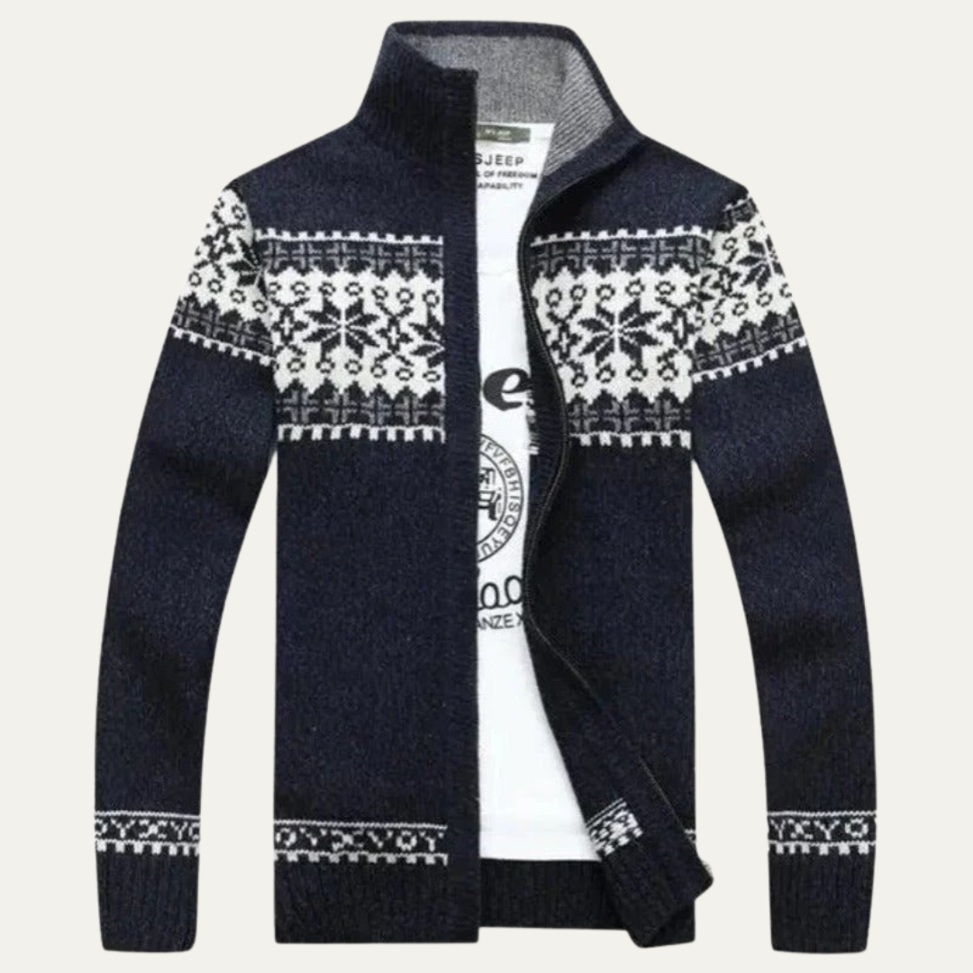 Warm Winter Cable Knit Mens Cardigan Sweater