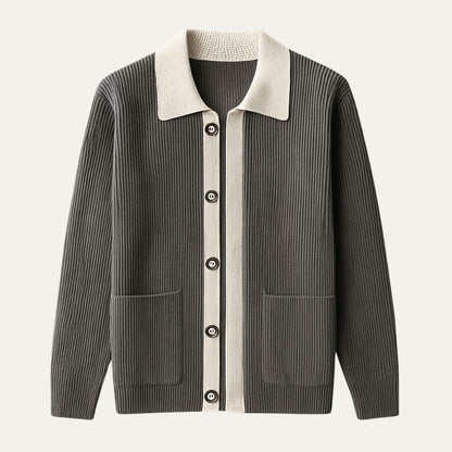 Men's Colorblock Button Cardigan Sweater