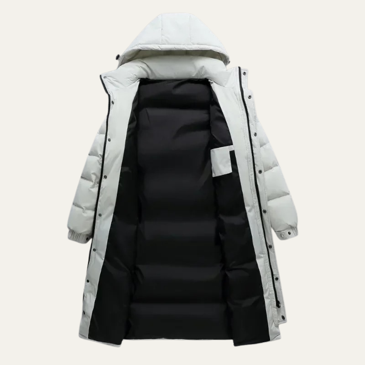 Men's Black Down filled Long Hooded Puffer Jacket