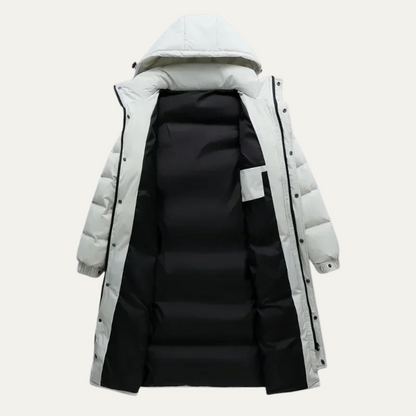 Men's Black Down filled Long Hooded Puffer Jacket