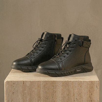 Comfortable Tall Leather Ankle Boots with Zipper