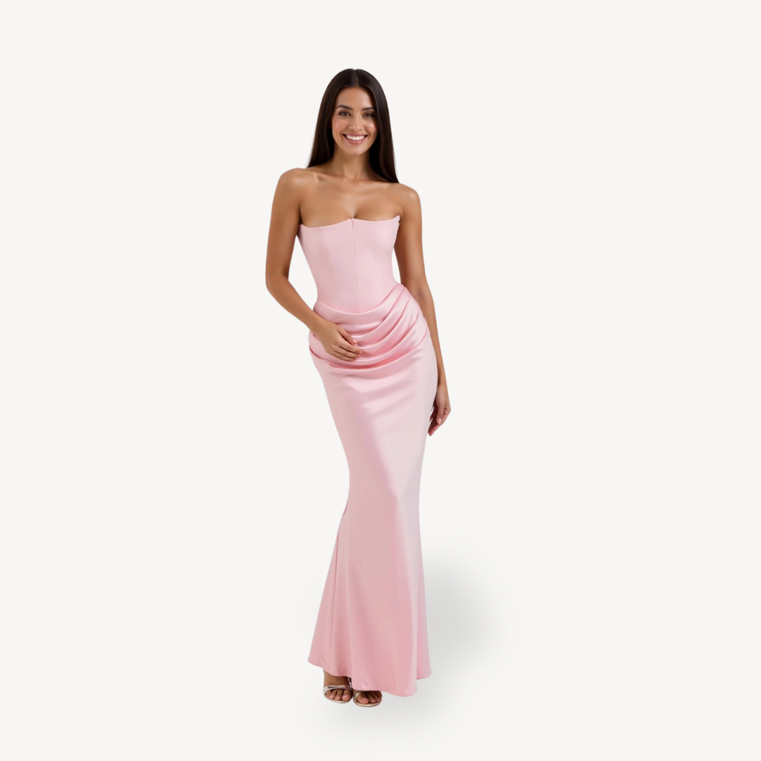 Elegant Sleeveless Silk Floor Length Evening Dress