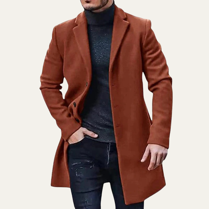 Warm Men's Long Wool Pea Coat