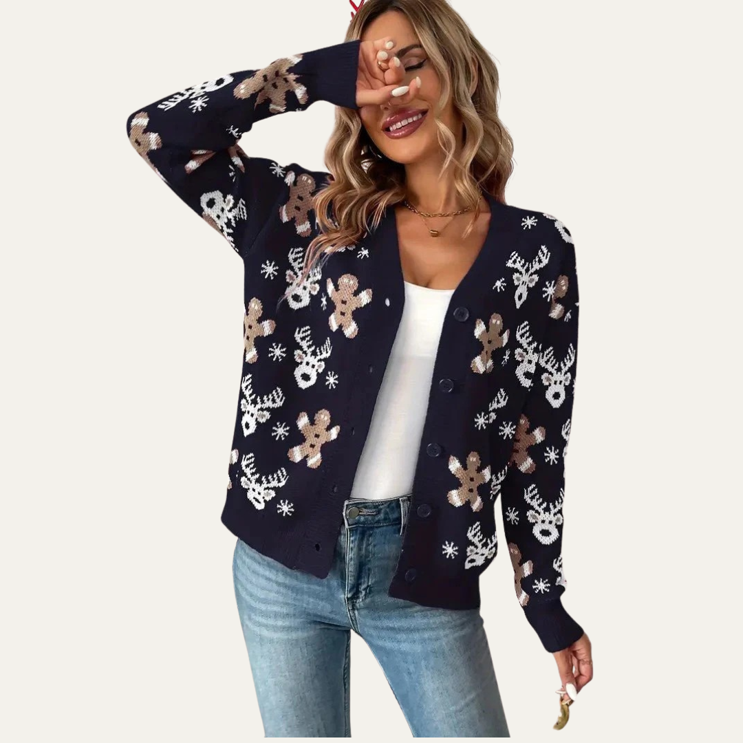 Women's Holiday Red Cable Knit Cardigan