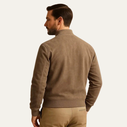 Men's Leather Look Zip Up Bomber Jacket